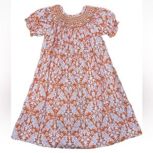 Velani Classics Smocked Dress Orange Paisley- SIZE 4 Little Girl